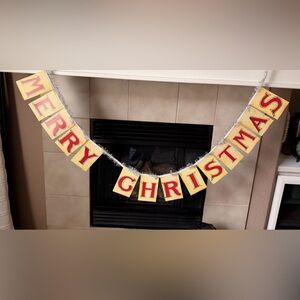 Festive Merry Christmas Banner - Red and Gold
